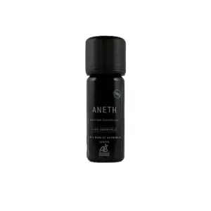 Flacon de 10 ml d’huile essentielle d’aneth BIO Olessen, cultivée et distillée en Normandie
