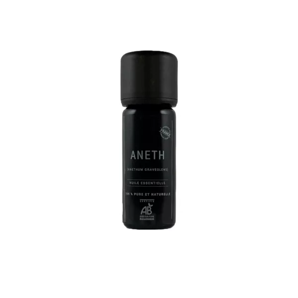 Flacon de 10 ml d’huile essentielle d’aneth BIO Olessen, cultivée et distillée en Normandie