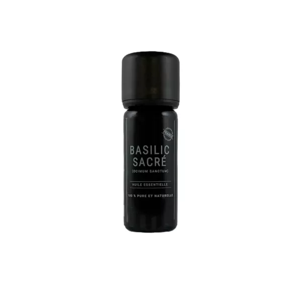 Flacon de 10 ml d’huile essentielle de basilic sacré Olessen, cultivée et distillée en Normandie
