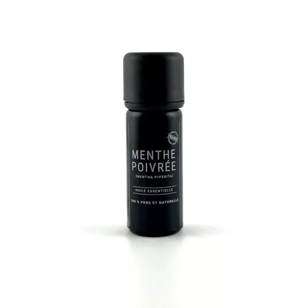 Flacon de 10 ml d’huile essentielle de menthe poivrée Olessen, cultivée et distillée en Normandie