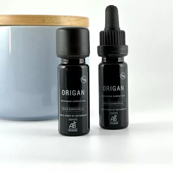 Flacon de 10 ml d’huile essentielle d’origan BIO Olessen, cultivée et distillée en Normandie