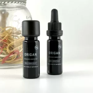 Flacon de 10 ml d’huile essentielle d’origan Olessen, cultivée et distillée en Normandie