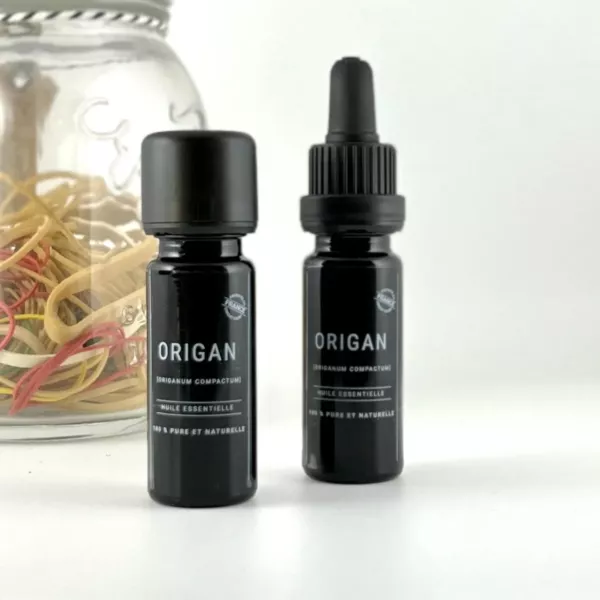 Flacon de 10 ml d’huile essentielle d’origan Olessen, cultivée et distillée en Normandie