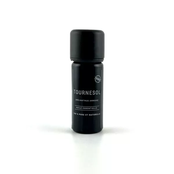 Flacon de 10 ml d’huile essentielle de tournesol Olessen, cultivée et distillée en Normandie